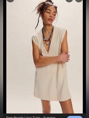 Free People Lisa Tunic Top Coverup Swim Ivory Cream Boho Beach Cotton